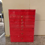 Luxury Red Lacquered Sideboard Cabinet with Brass Knob Drawers
